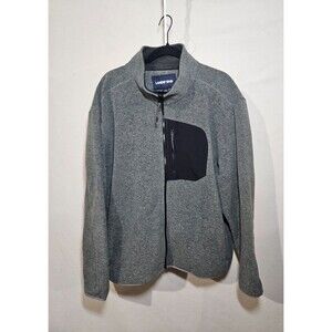 Land's End men's XXL full zip fleece jacket heather gray with chest pocket